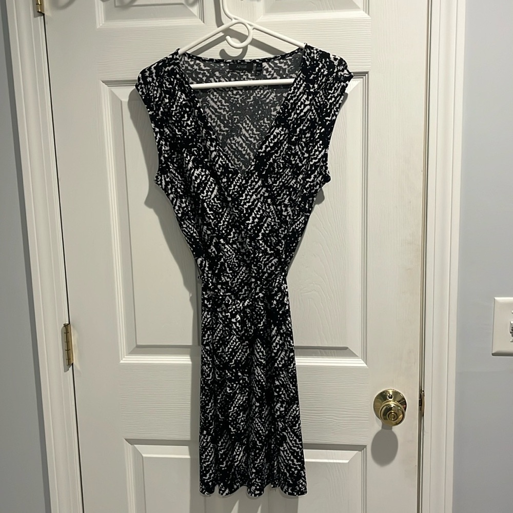 Black and white wrap dress. Like new